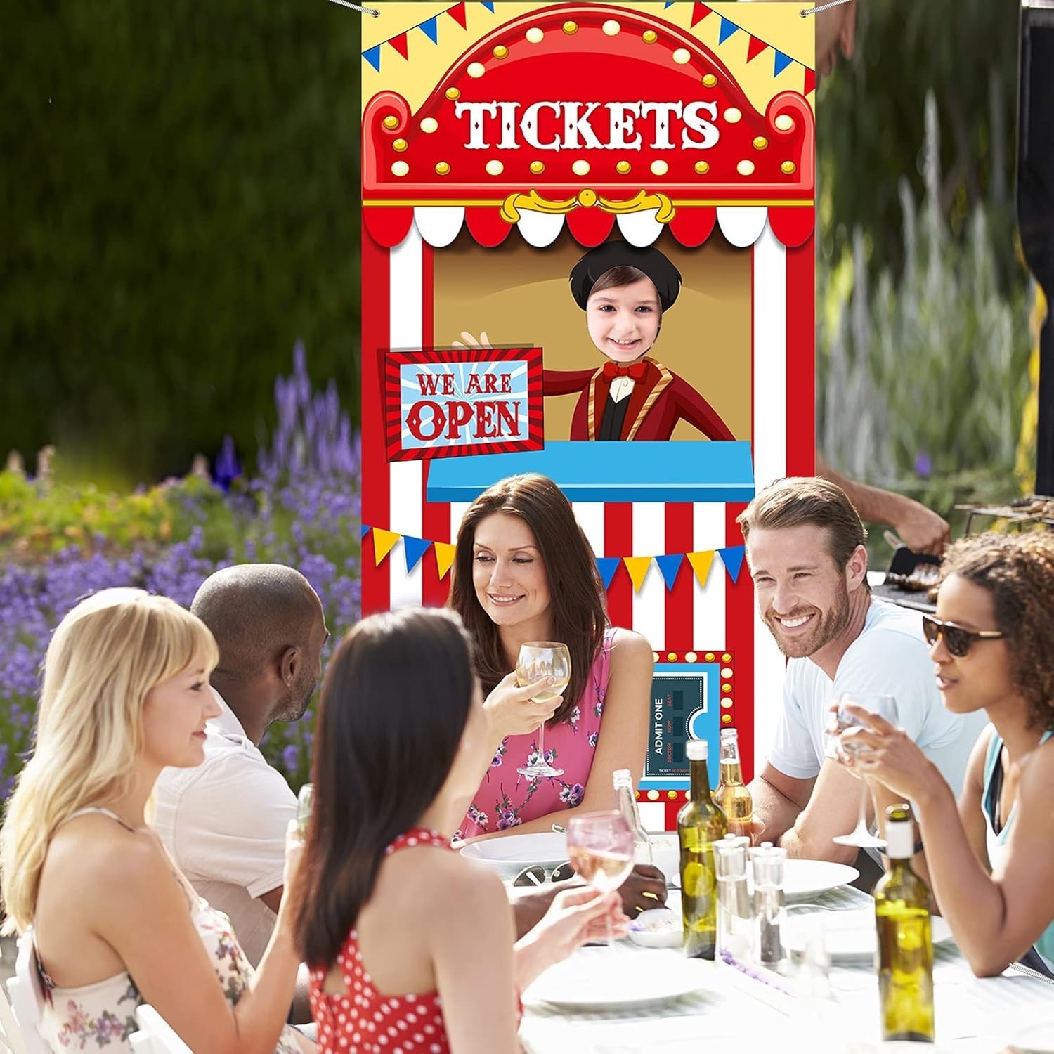 Carnival Circus Theme Party Decorations, Photo Door Banner Ticket Booth Polyeste
