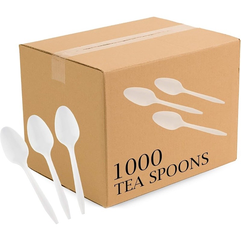 Disposable Plastic Cutlery Utensils White Spoons Events Parties Catering New