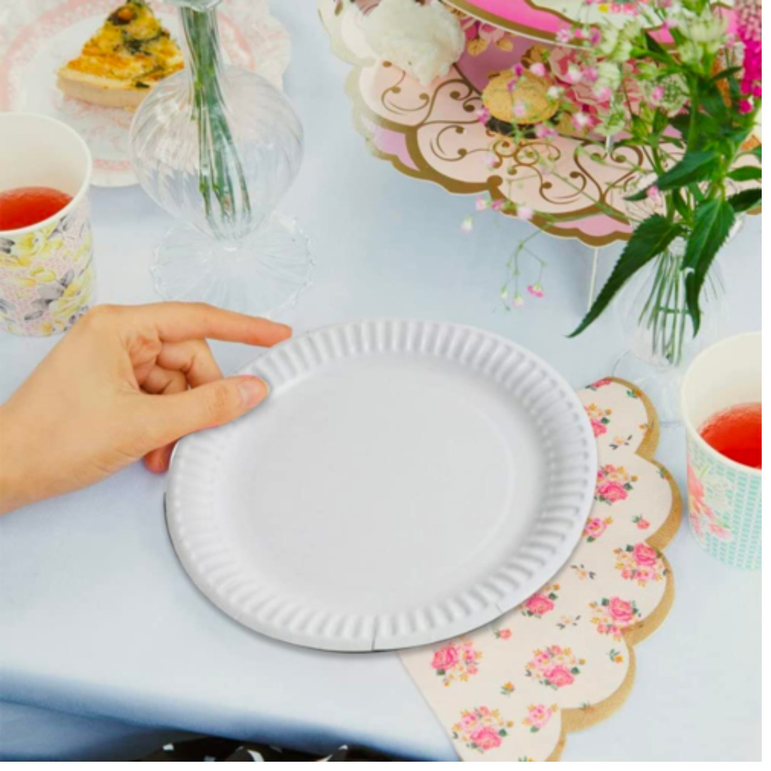 Paper Plates White Disposable Dishes for Wedding Catering Parties 7 and 9 inch