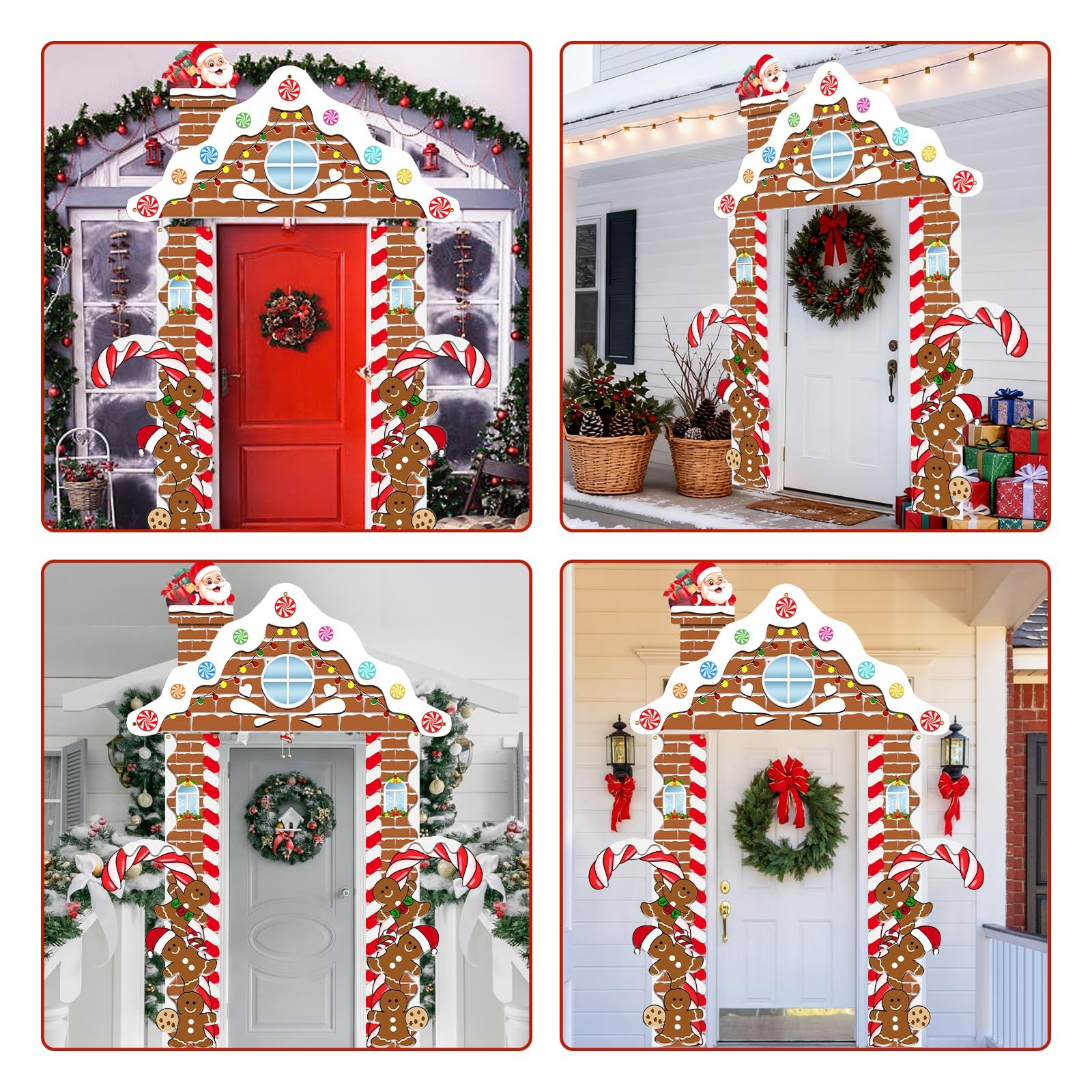 3Pcs Christmas Gingerbread Door Cover Decorations,Merry Christmas House Candy…
