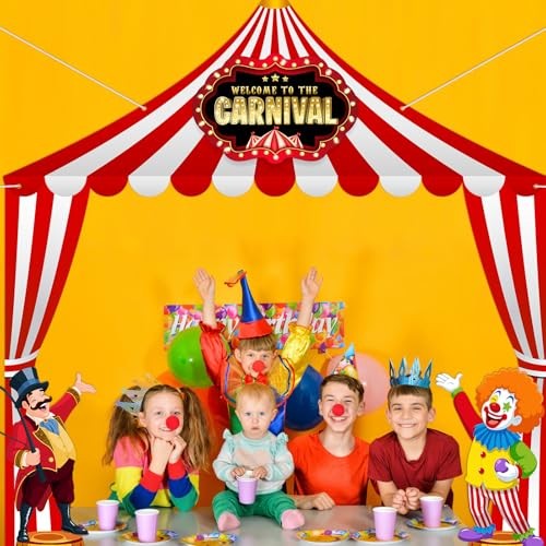 3 Pcs Carnival Door Decorations Circus Tent Banner Welcome to Carnival Circus