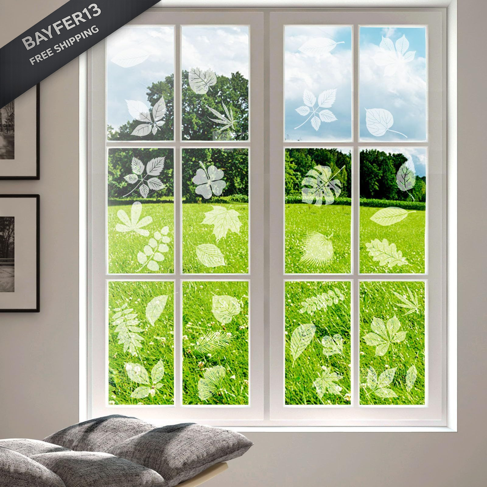 26 Pcs Leaf Window Decals, Anti-Collision Stickers for Birds, White