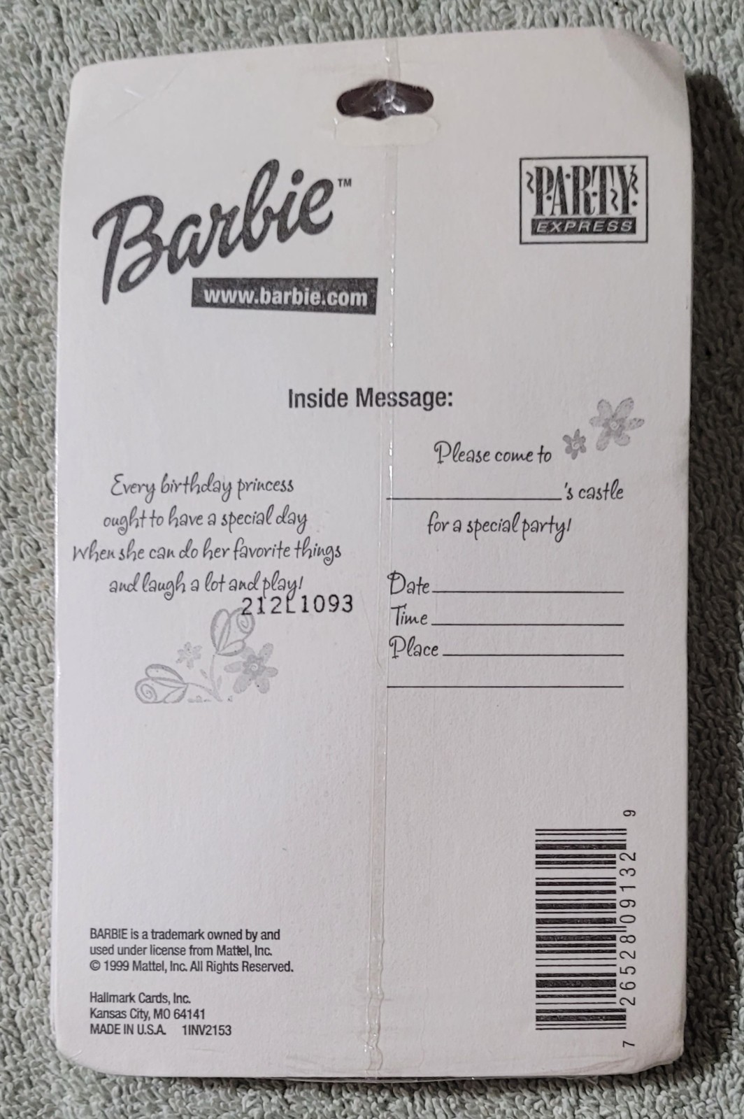 1999 New Lot of 8 pieces Vintage Barbie Princess Birthday Party Supplies Sealed