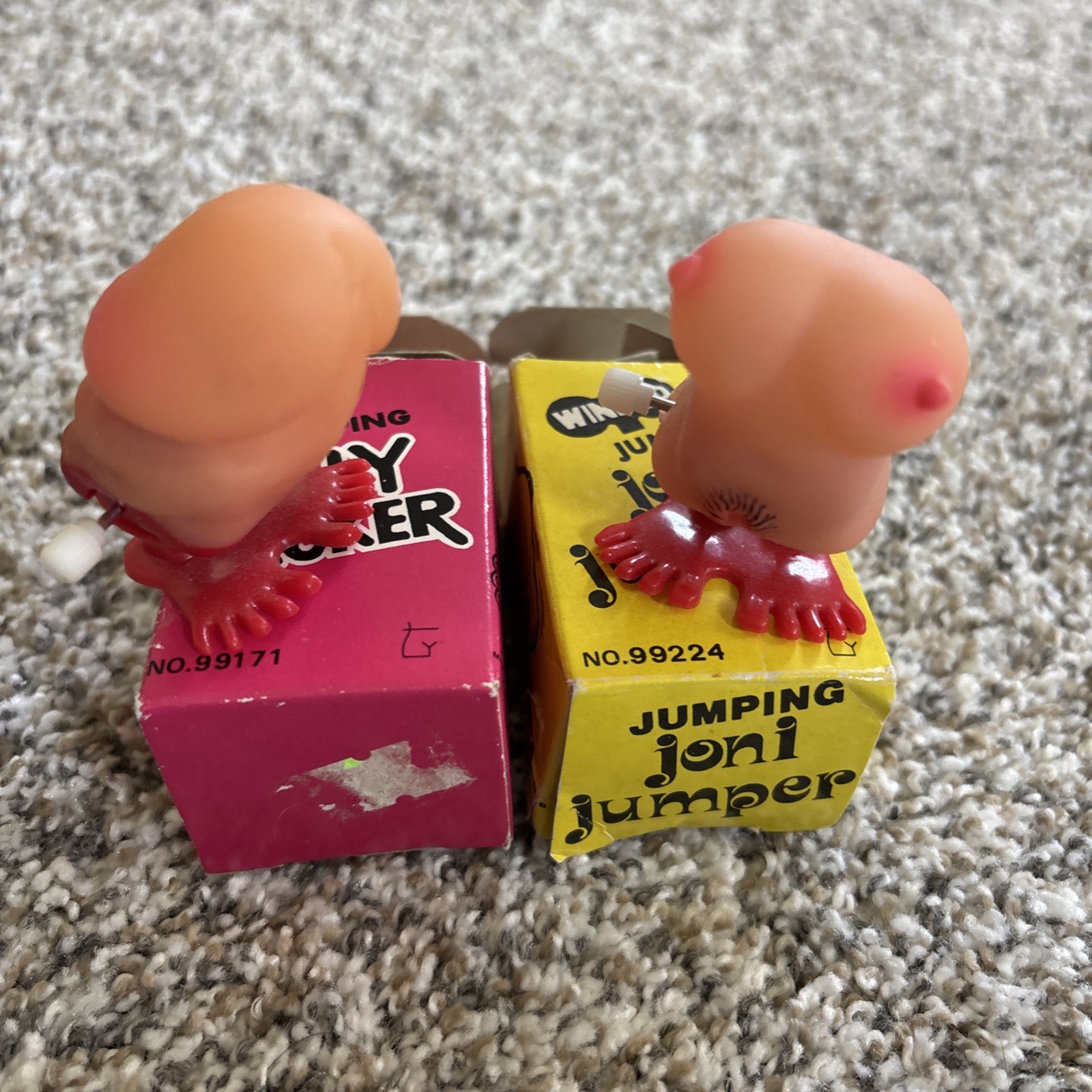 1980 Wind-Up Jumping JOLLY PECKER (99171) & JONI JUMPER (99224) Adult Novelty