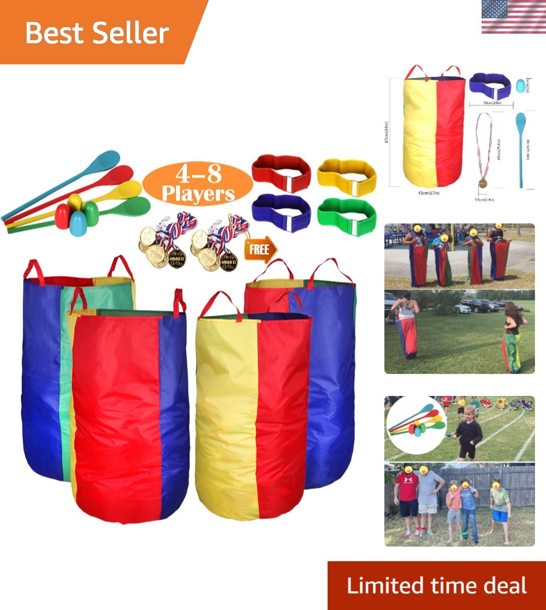 Vibrant Outdoor Games for Kids & Adults: Includes Medal Awards & Racing Gear