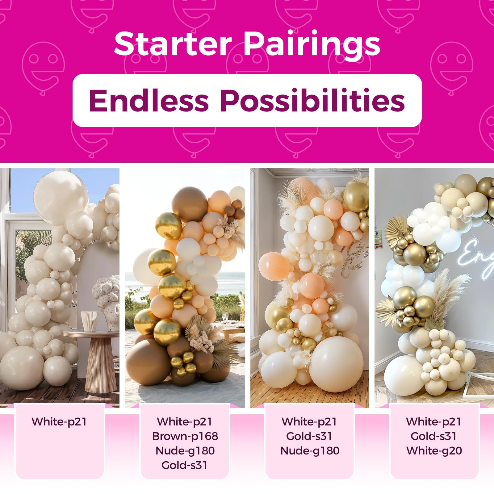 30 Pack 18 Inch White Sand Balloons Large Round Latex Party Decoration Set