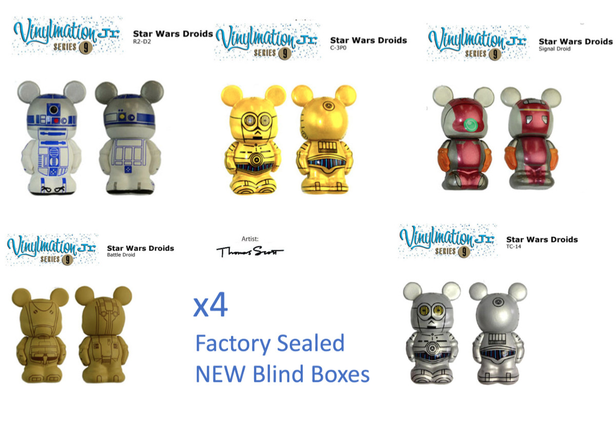 4x Disney Park Authentic Party Favors Star Wars Droid Toy+Keychain Sealed Mickey