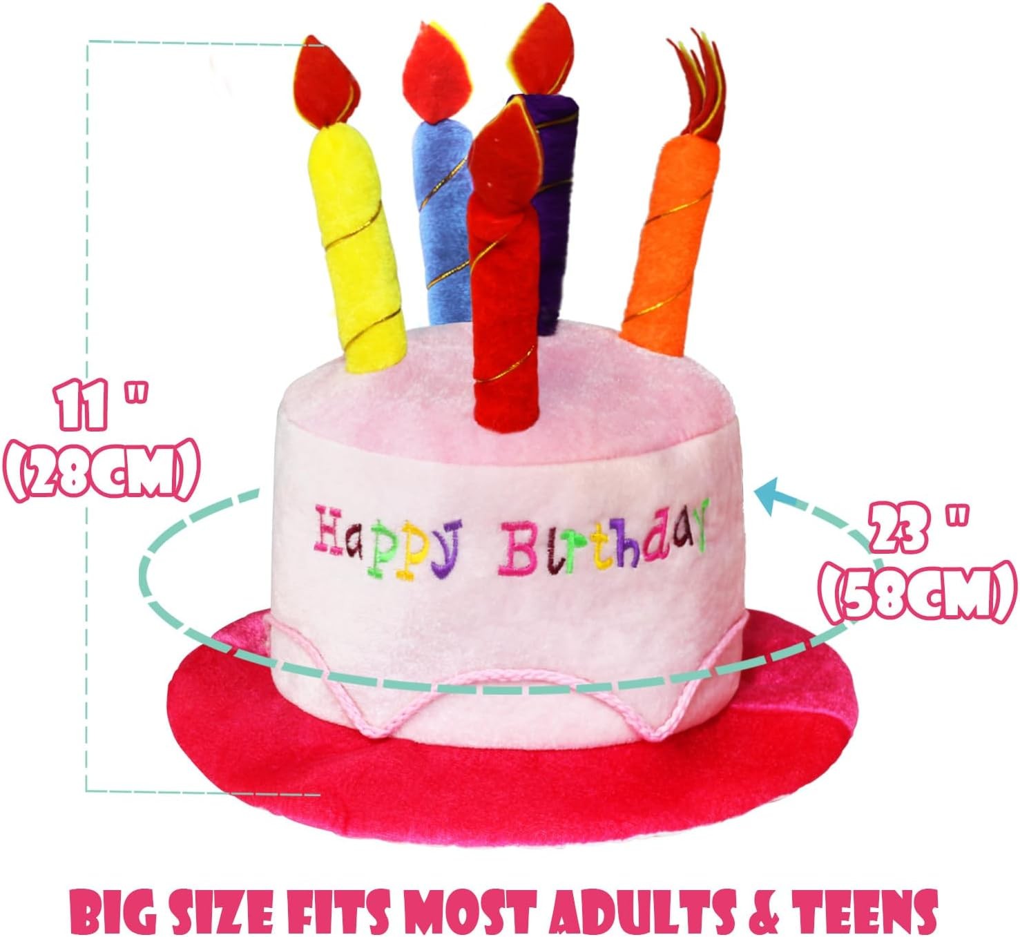 Blue Plush Happy Birthday Cake Hat Unisex Adult Size Fancy Dress Party Hats