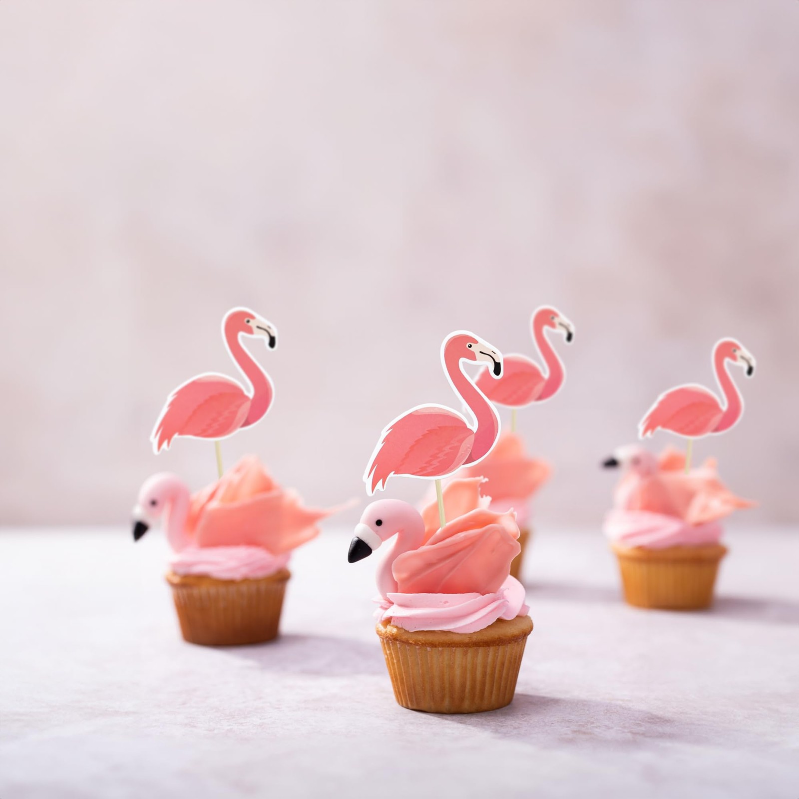 36Pcs Flamingo Cupcake Toppers Summer Tropical Cupcake Toppers Aloha Cake Decora