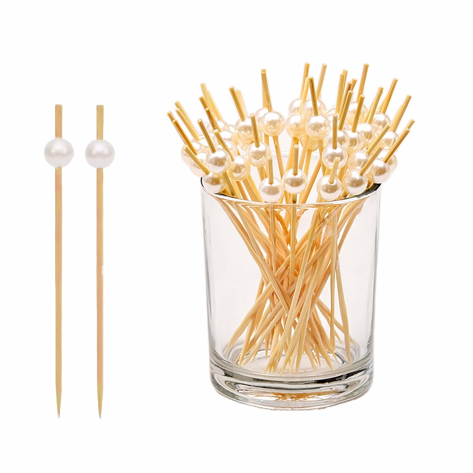 4.7″ White Pearl Bamboo Cocktail Toothpicks – 150 Count, Eco-Friendly Appetiz…