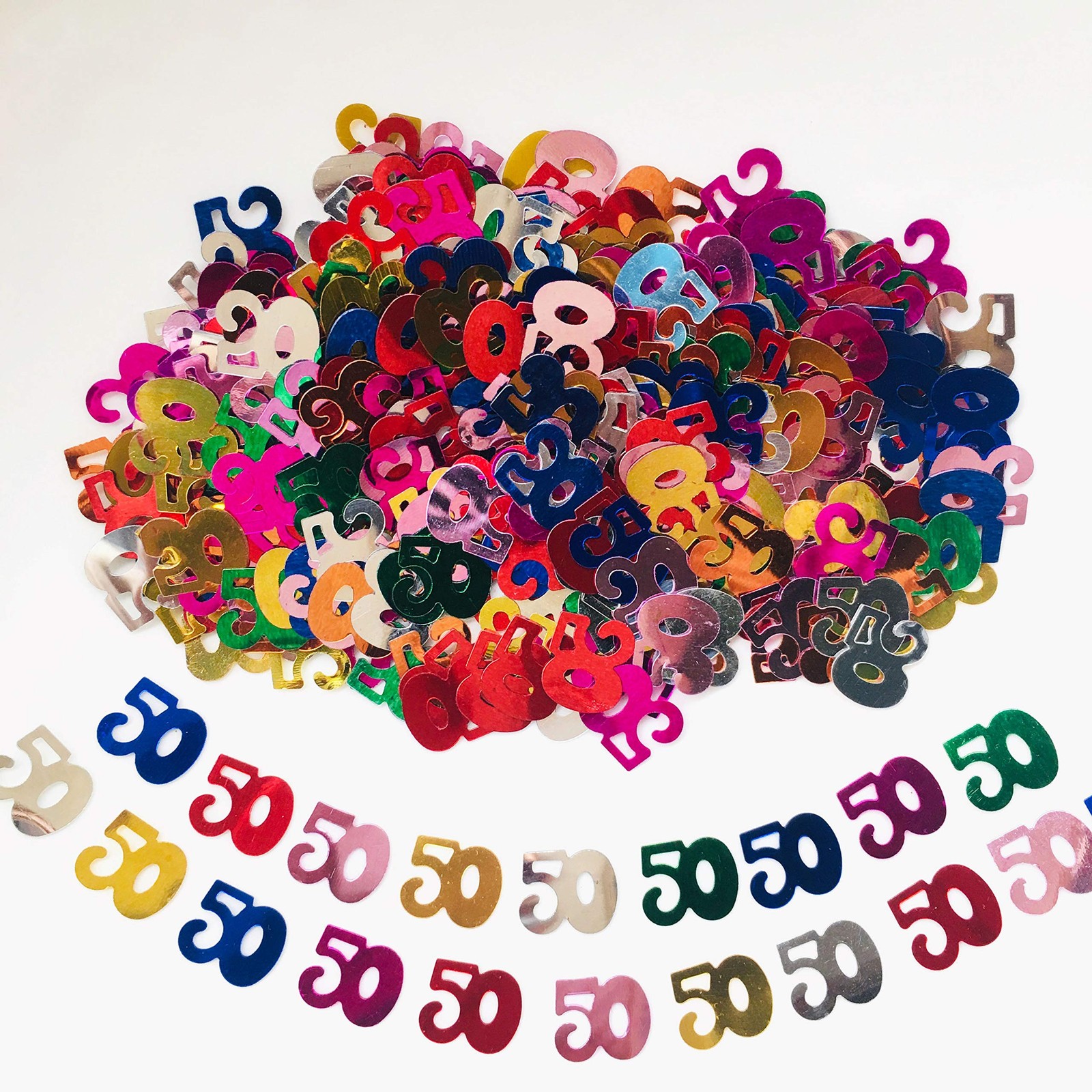 MultiColor Number 50 Confetti Anniversary Party Event Decor 1.5 oz