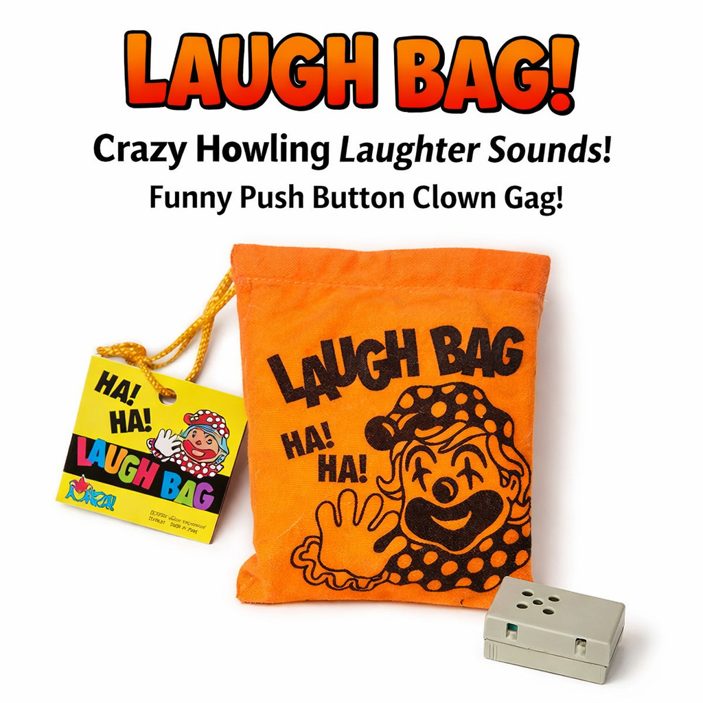 1 LAUGH BAG Laughing Sound Toy Prank Joke Gift Funny HA Box Clown Squeeze Trick