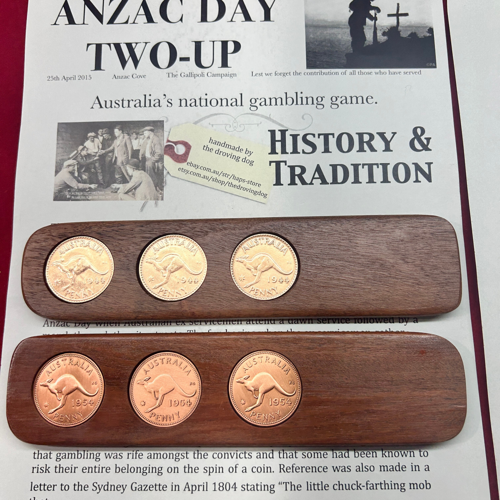 2026 Australian Penny Hardwood 2UP Game – Birthday Gift Present – ANZAC Day
