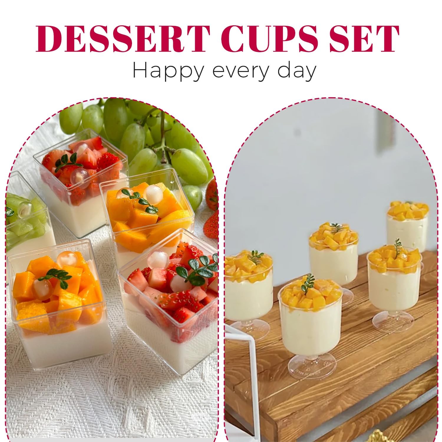 300 Pack Clear Plastic Dessert Cups(5 oz),Disposable Parfait Cups For Pudding,