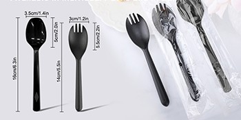 Disposable Forks and Spoons Bulk, 50pcs Plastic Spork 5.5″x1.2″ Heavy Duty