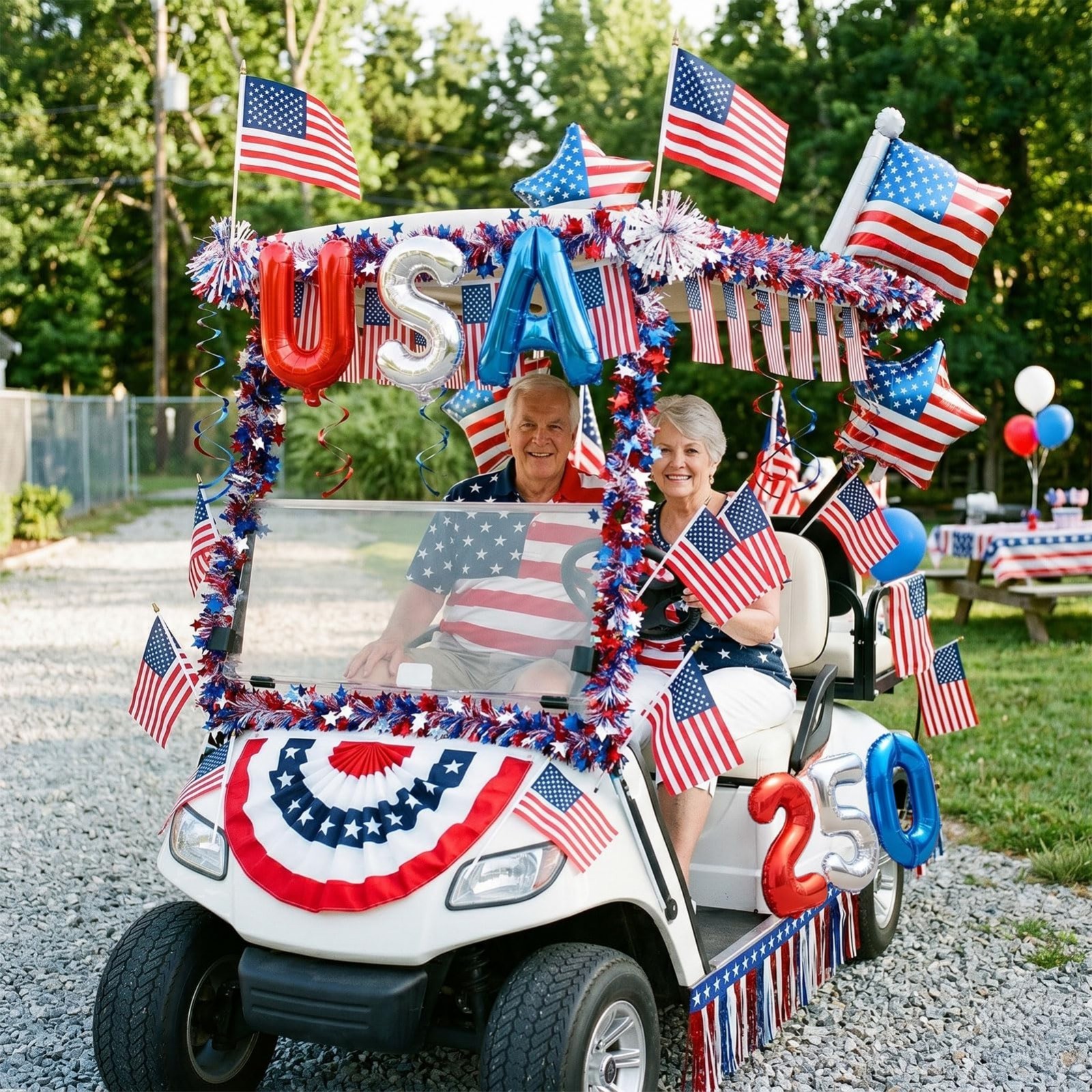 4th of July Golf Cart Decorations Kit, 250th Anniversary USA Patriotic Parade