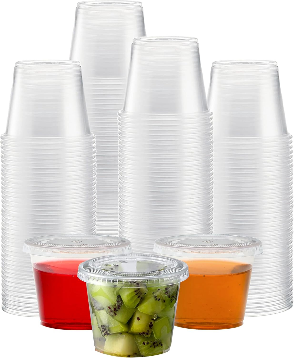 200 Sets-5.5 Ounce Disposable Plastic Jello Shot Cups with Lids