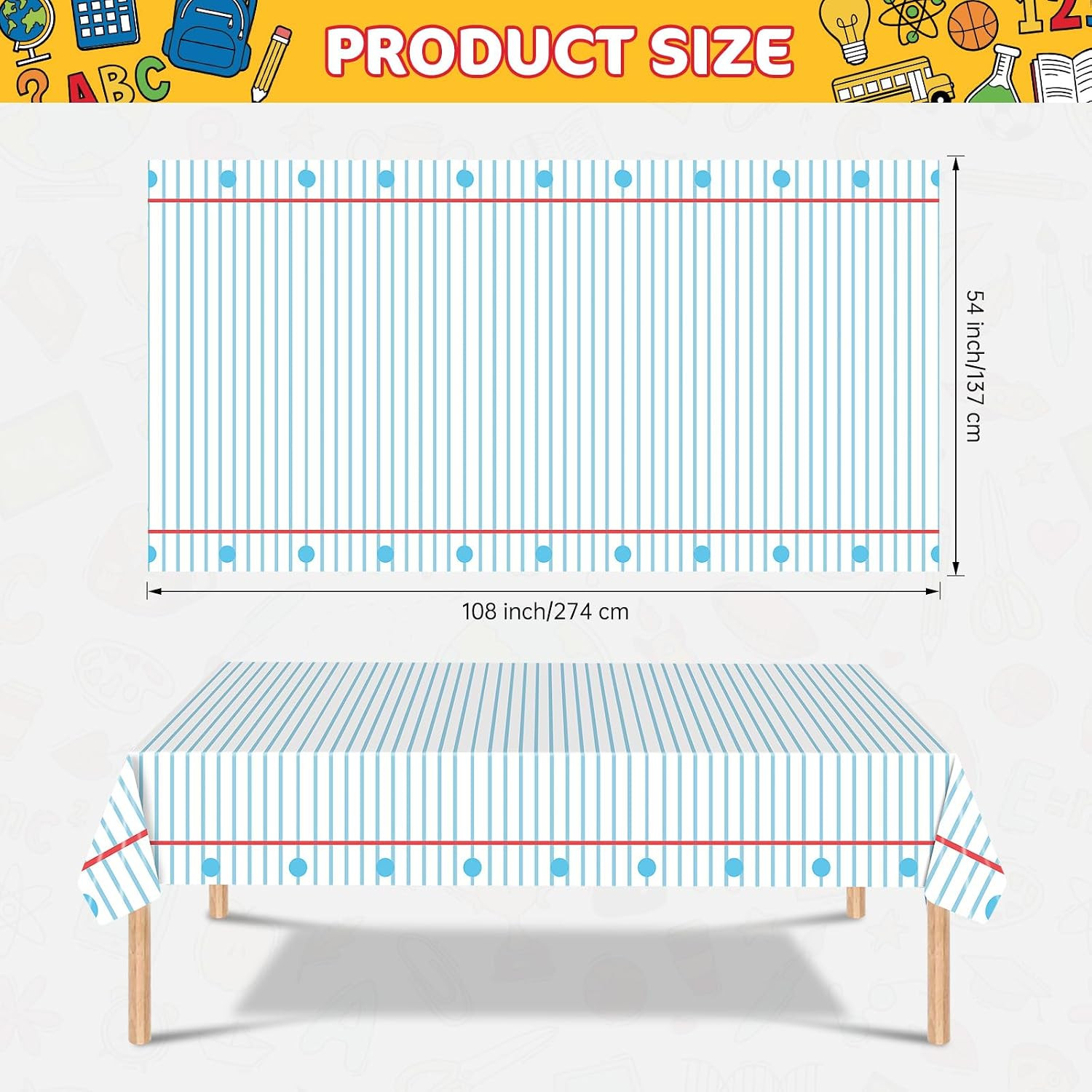3 Pcs Back to School Decorations Tablecloth – Disposable Plastic Notebook Paper