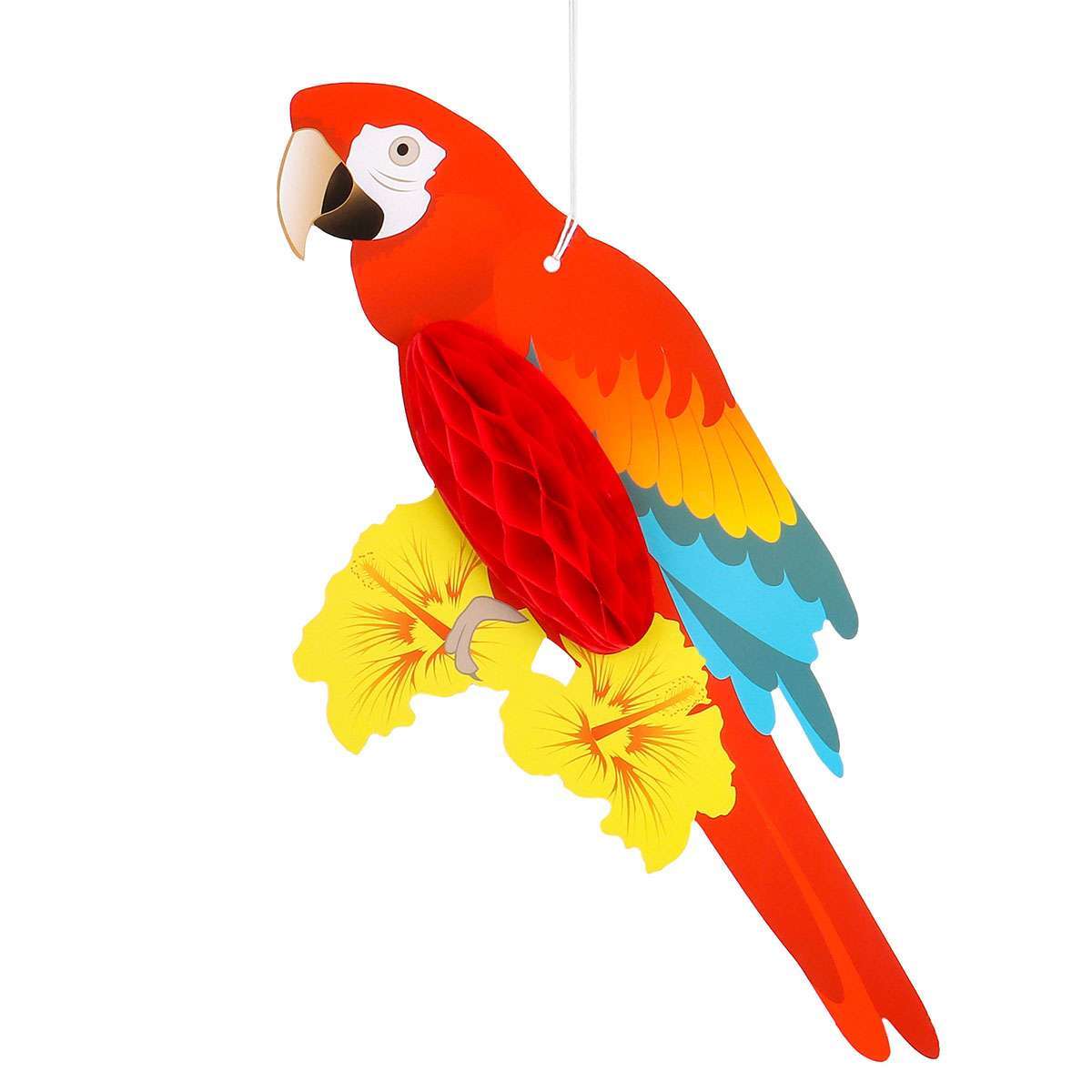 6x Tropical Birds Hanging Parrot Paper Honeycomb Hawaiian Party Bar Wall Decor