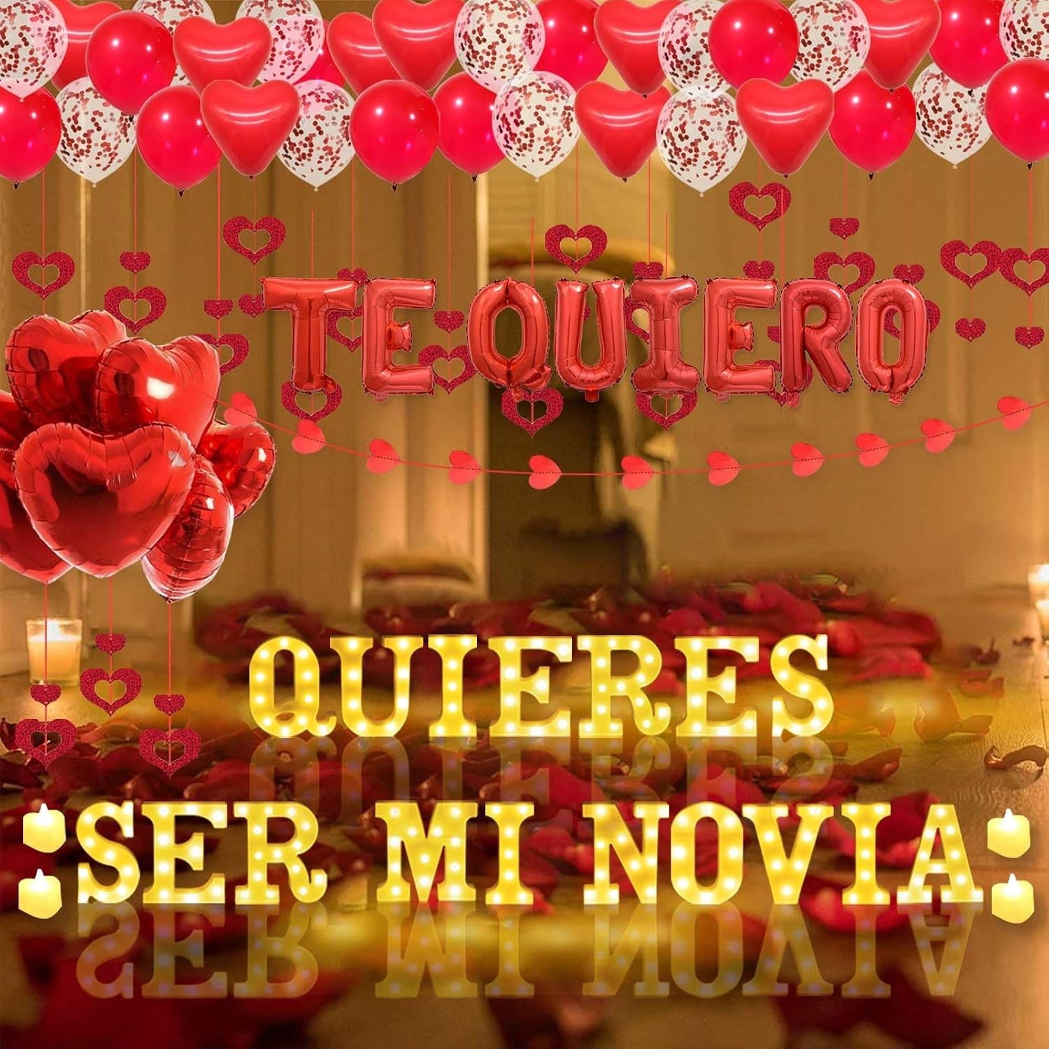 17Pcs 6.3″ Letter Sig,Quieres Ser Mi Novia Light Up Letters Proposal Decorations