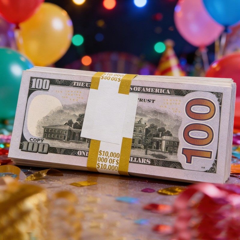 100 pcs Dollar Bills Prop Toys Money Bank Film Cash Paper $10,000 Movie