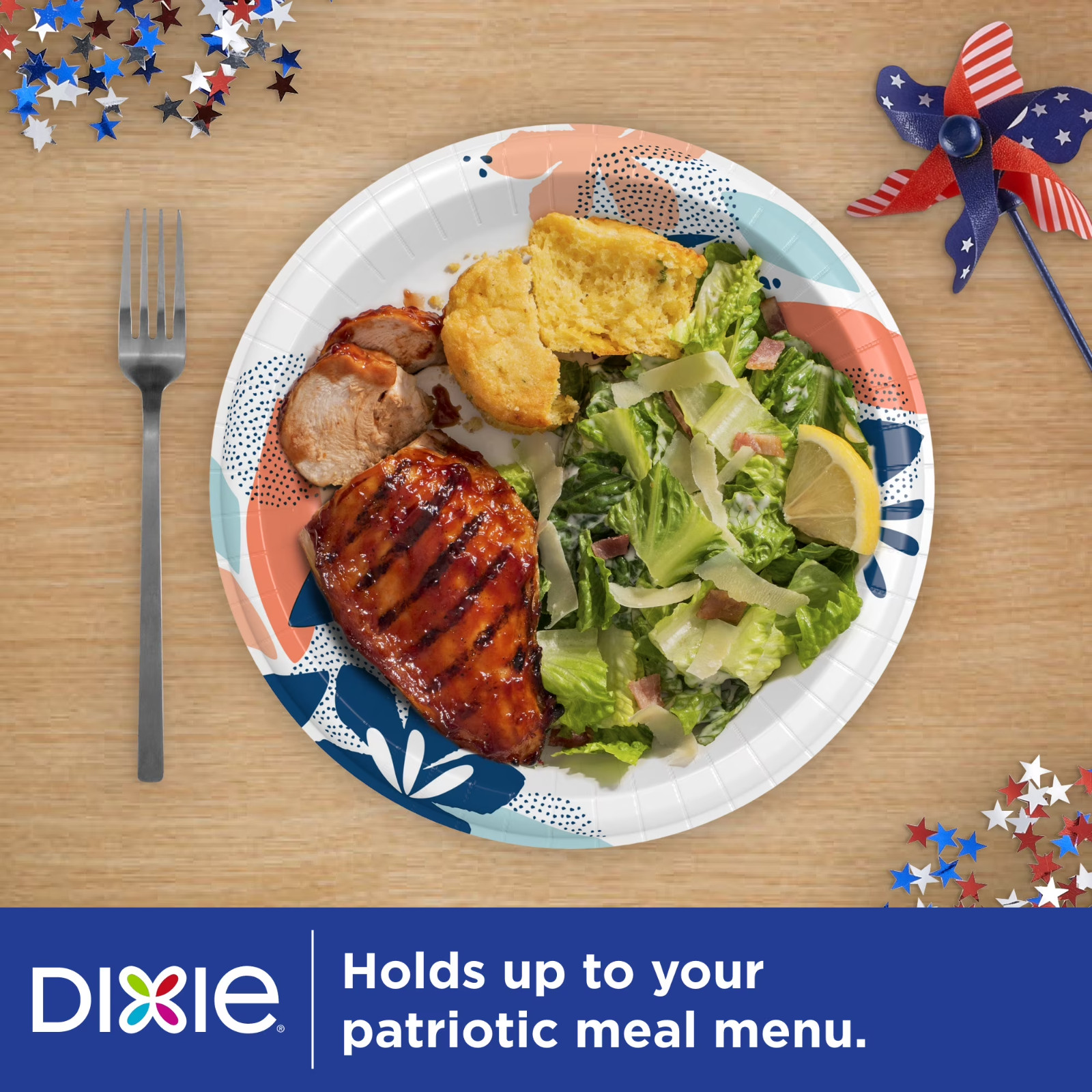 Dixie Disposable Paper Plates, 10″, Multi-Color, 50 Count