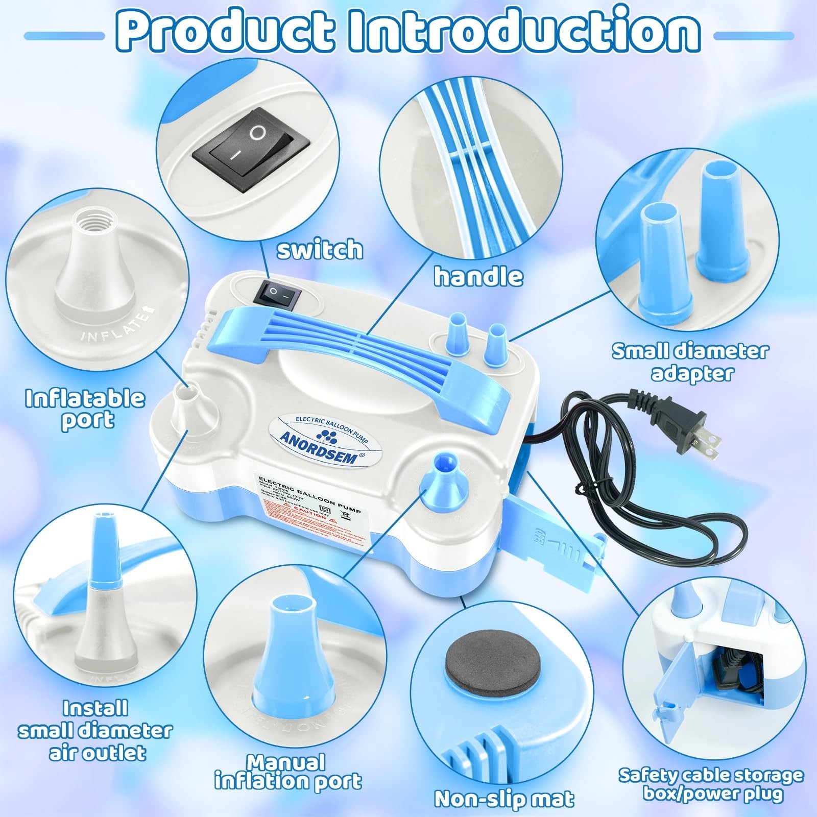 Anordsem Electric Balloon Air Pump: Polypropylene Plastic Case with Dual Nozz…