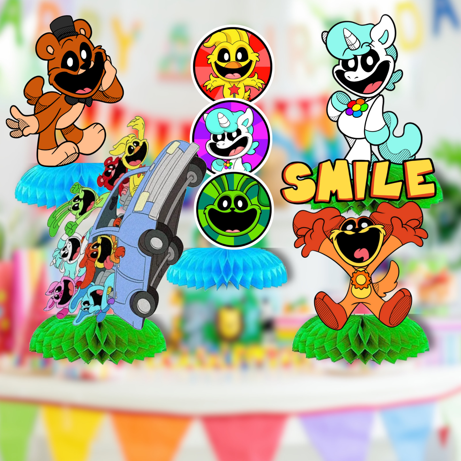 Smiling Plushy Tableware party supplies decoration balloons birthday centerpiece