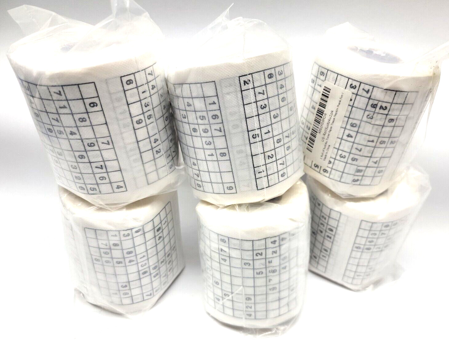 Lot of 6 Sudoku Toilet Paper Roll Novelty Gag Gift Contemplate not Constipat