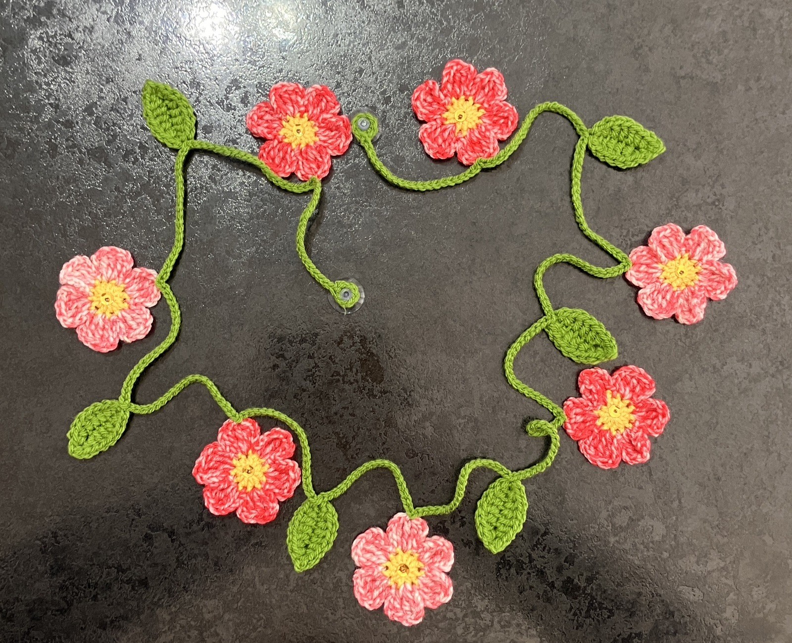🌸🍃NEW PRETTY hand Crochet Flower Bunting Leaf Window 50” camper SUMMER Gift