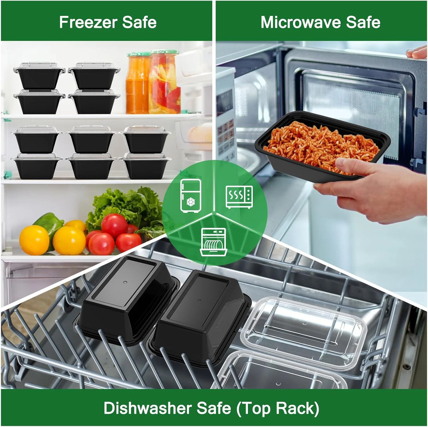 Dealusy 50 Pack (100-Piece) 24 oz Meal Prep Containers Reusable with Lids, Sturd