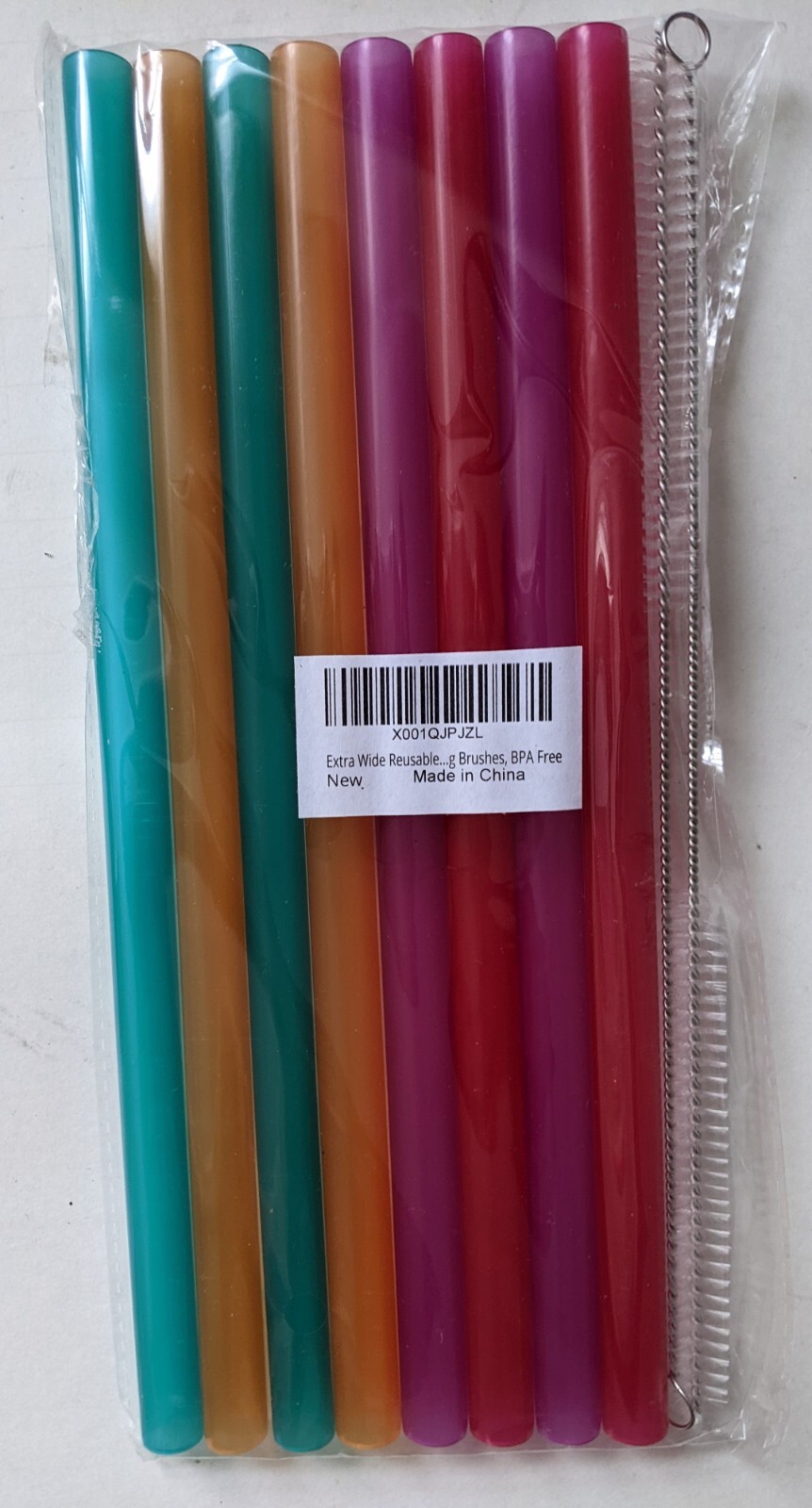 Lot of 24 Extra Wide Reusable Plastic Straws + 6 Brushes BPA Free Various Colors
