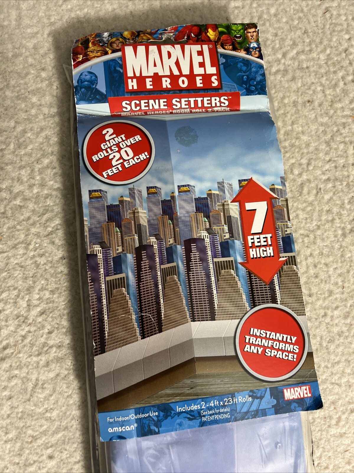 MARVEL SCENE SETTER Party Room Roll Party Supplies Decoration Skyline NEW 7 Feet