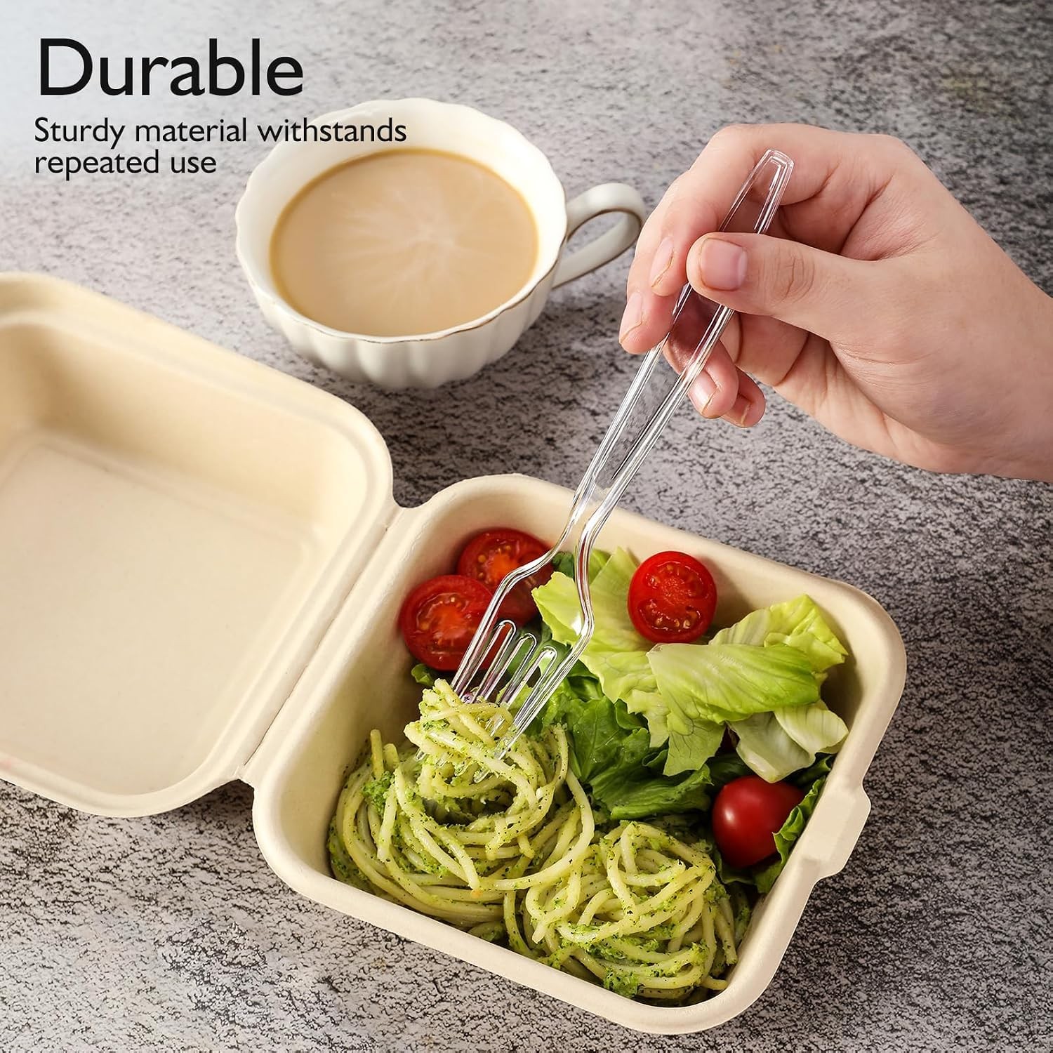 100 Count] Clear Plastic Forks Heavy Duty, Premium Disposable Forks, Durable
