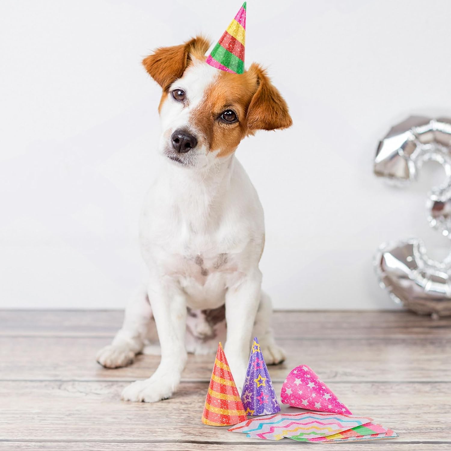 10Pcs Glitter Mini Party Cone Hats Set