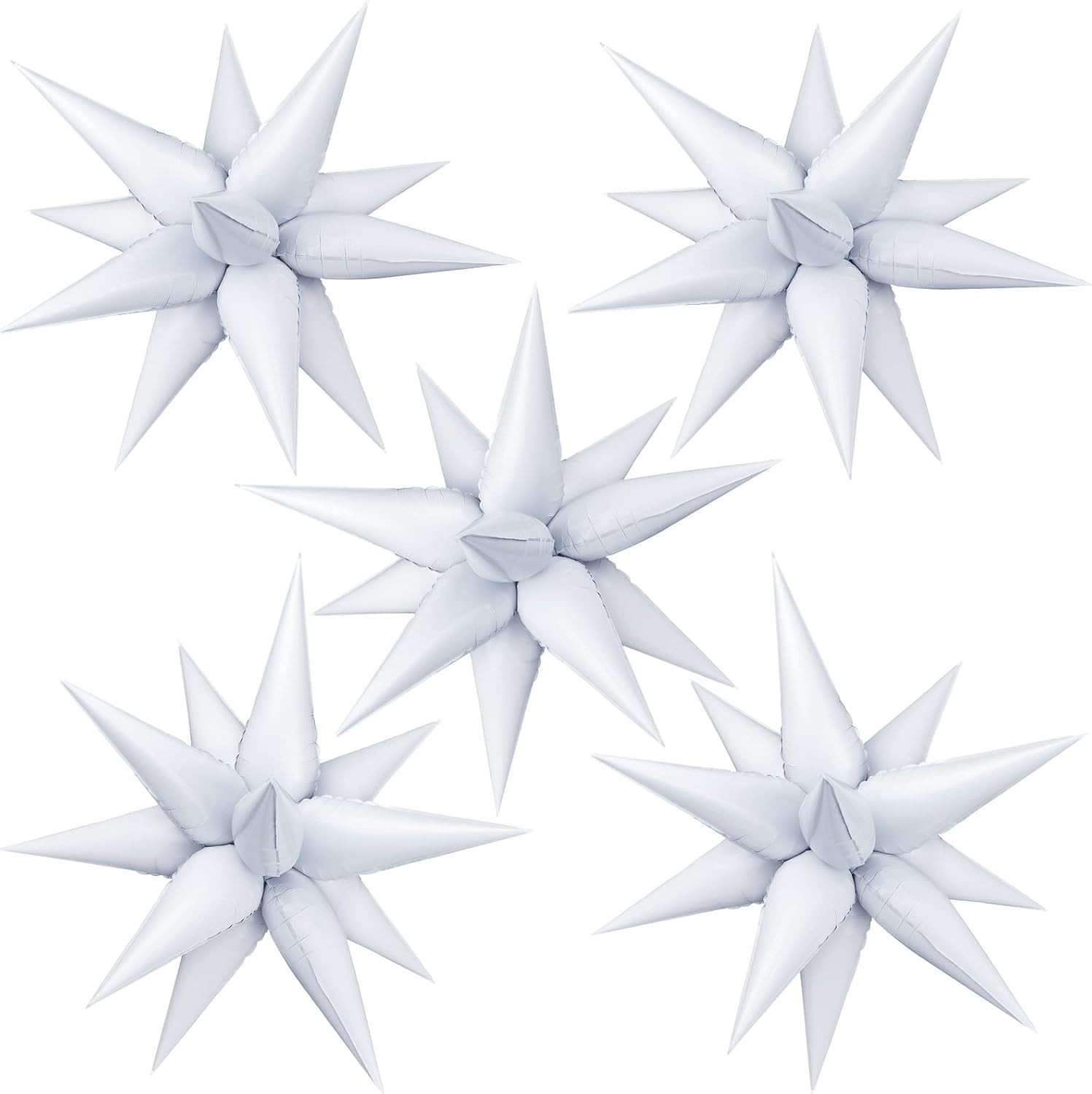 60 Pcs Star Balloons Foil Explosion 12 Point Cone Balloon Magic Balloon Large