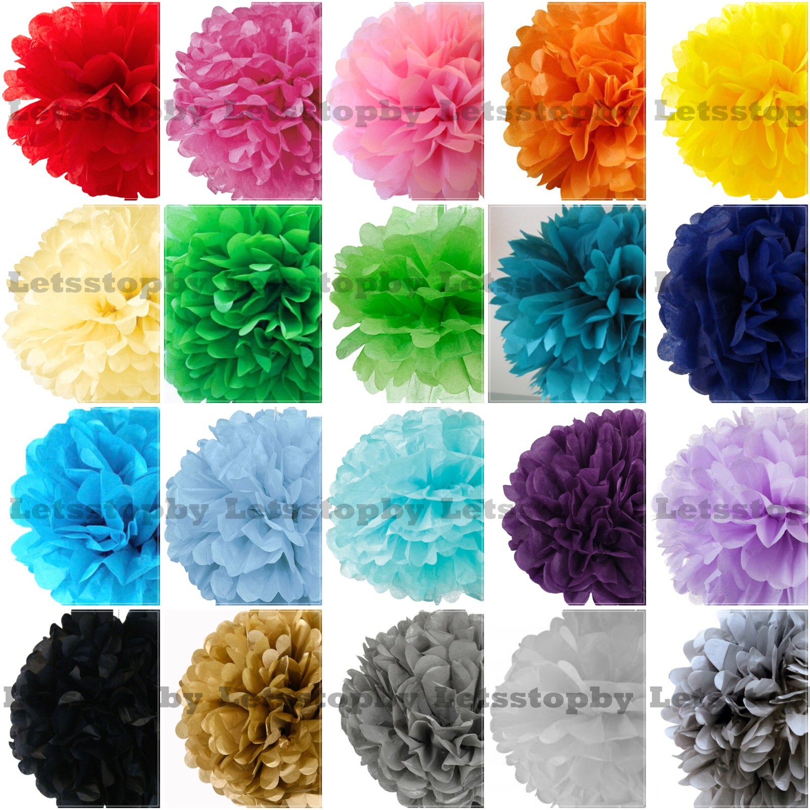 4″ 8″ 12″ Tissue Paper Pom Poms Ball Lanterns Wedding Birthday Photo Shoot Craft