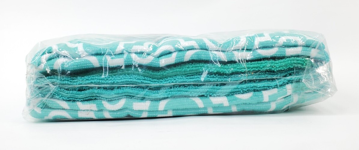 DII Modern Polyester Fabric Lattice Dishtowels in Teal Blue (Set of 4)