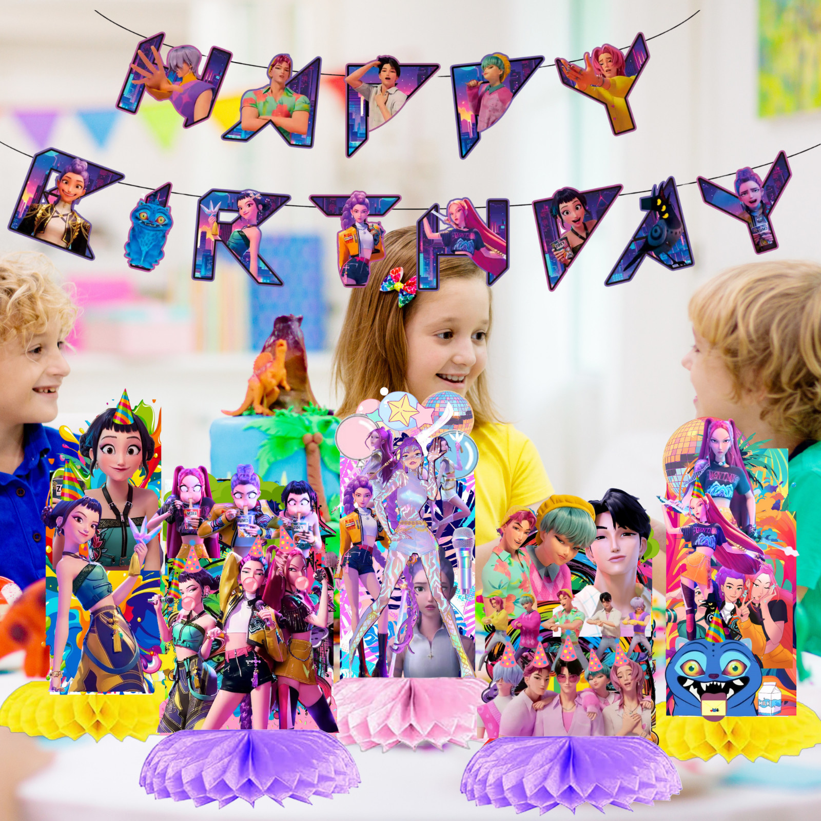 Kpop Gift Box Party Supplies birthday decoration balloon topper demon hunters