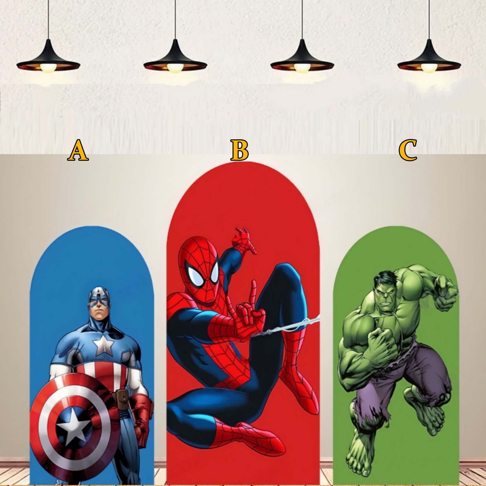 Superheroes Spider Man Hulk Arch Backdrop Cover Birthday Party photo Decorations