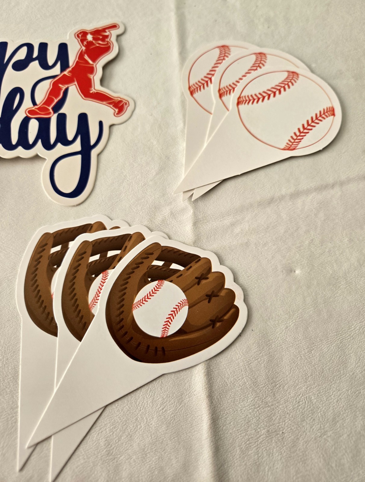 Baseball Birthday Cake Topper and 12 Cupcake Topper Set
