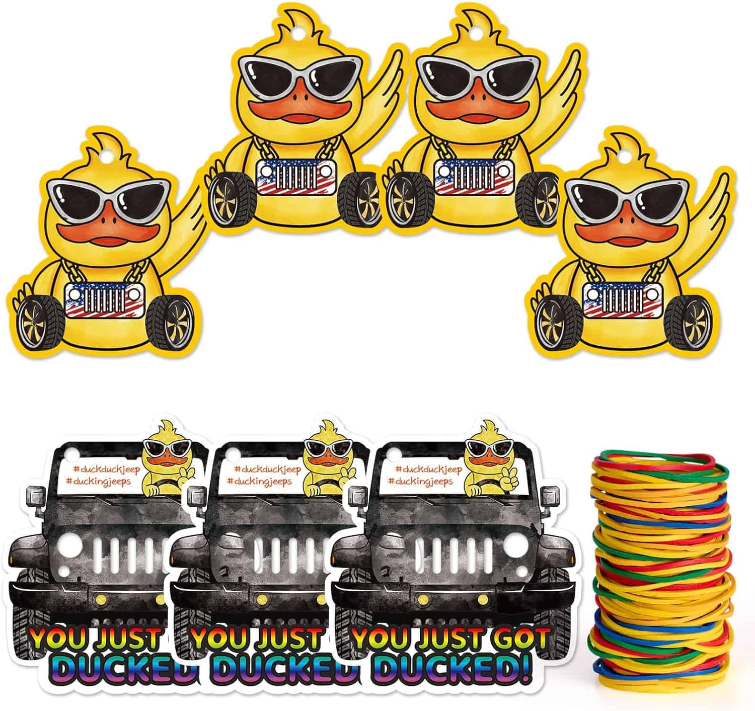 60 PCS Ducked Jeep Tags – You’Ve Been Ducked Tags Ducking Game Cards with round