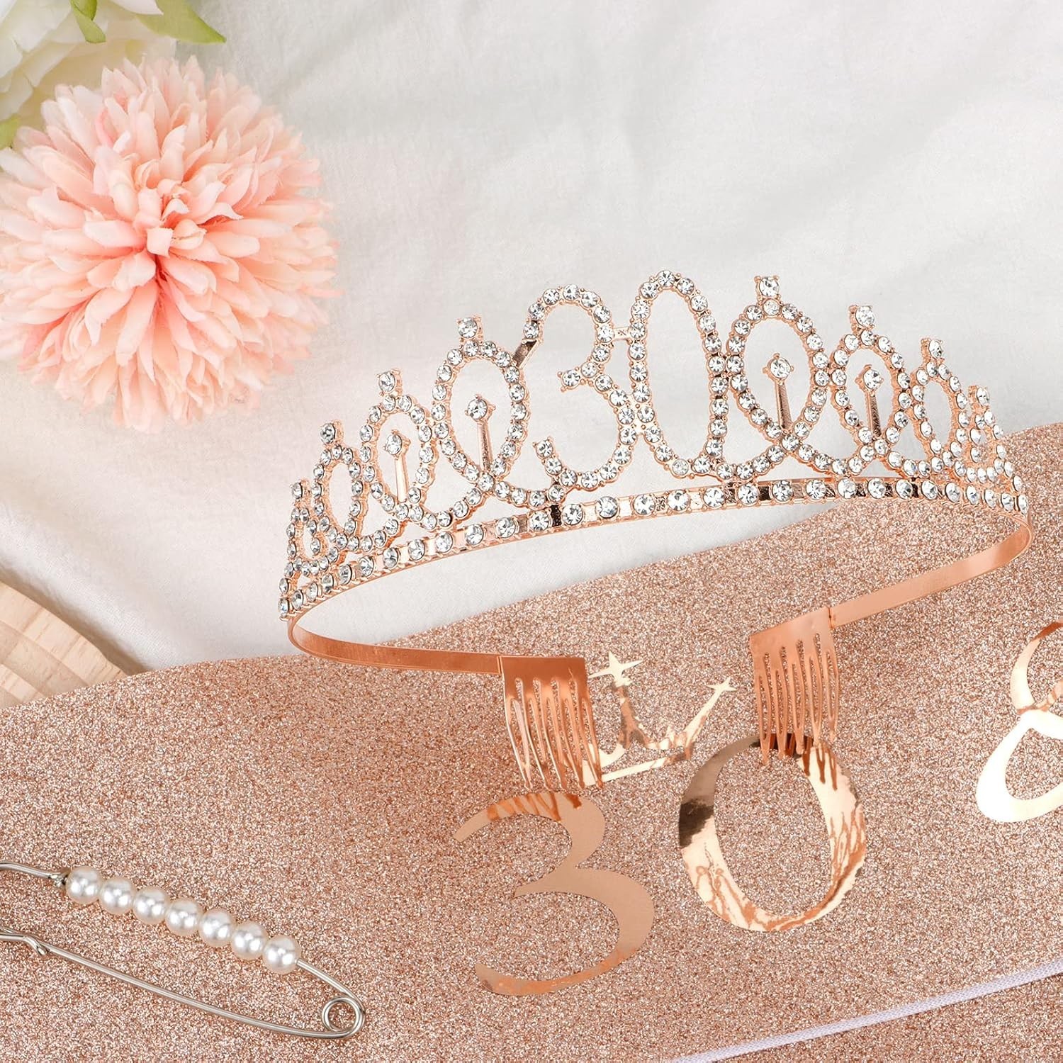 Dazzling 30th Birthday Tiara and Sash Set – Perfect for Instagram-Worthy Moments