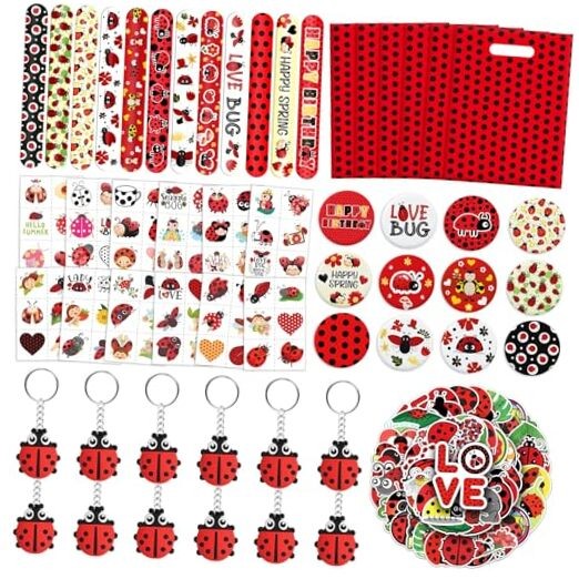 110Pcs Ladybug Party Favors for Kids – Lady bug Birthday Party Decorations and