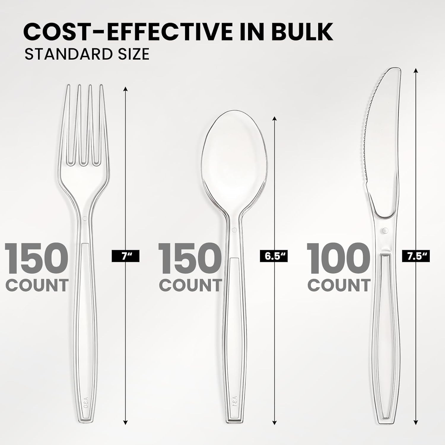 400 Count Heavy Duty Plastic Silverware, 150 Forks, 150 Spoons and 100 Knives
