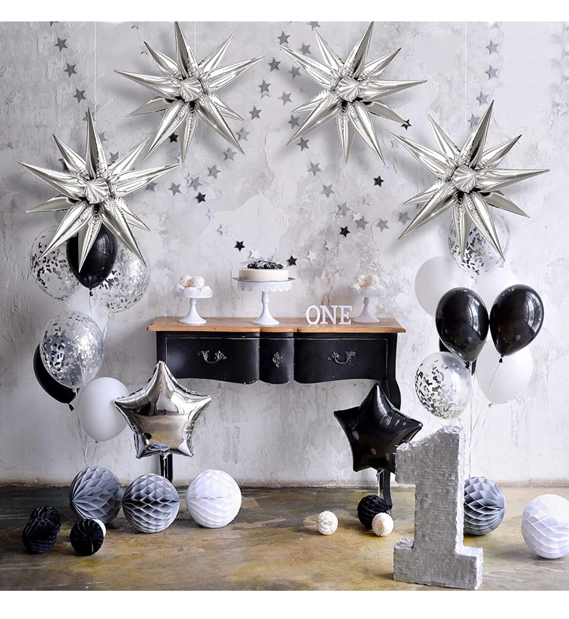 50pcs Foil Balloon Explosion Star Photo Booth Spike Starburst Cone Party Decor