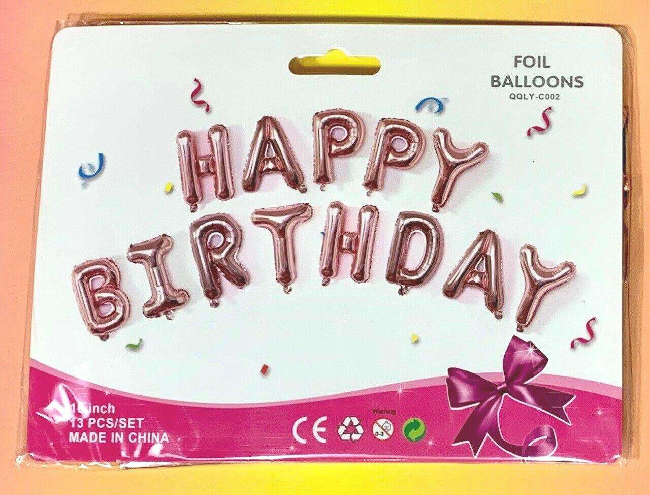 Set of 13pcs 16″ HAPPY BIRTHDAY ROSE GOLD LETTERS FOIL BALLOONS,PARTY DECORATION