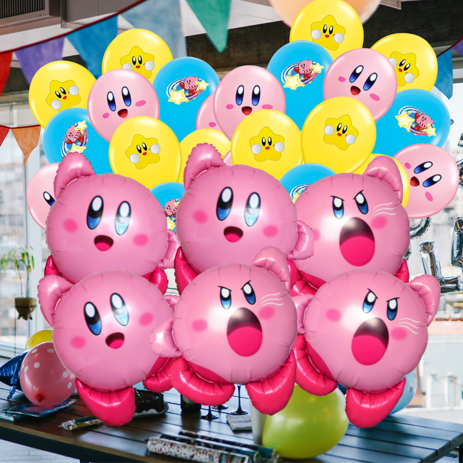 KIRBY STAR GAME pink foil balloon birthday party supplies centerpiece decoration