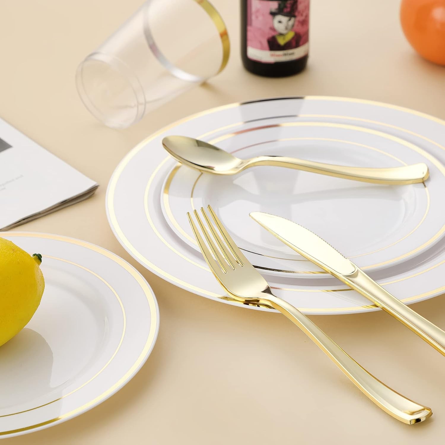 50PCS Gold Plastic Forks, Solid, Durable and Heavy Duty Plastic Forks