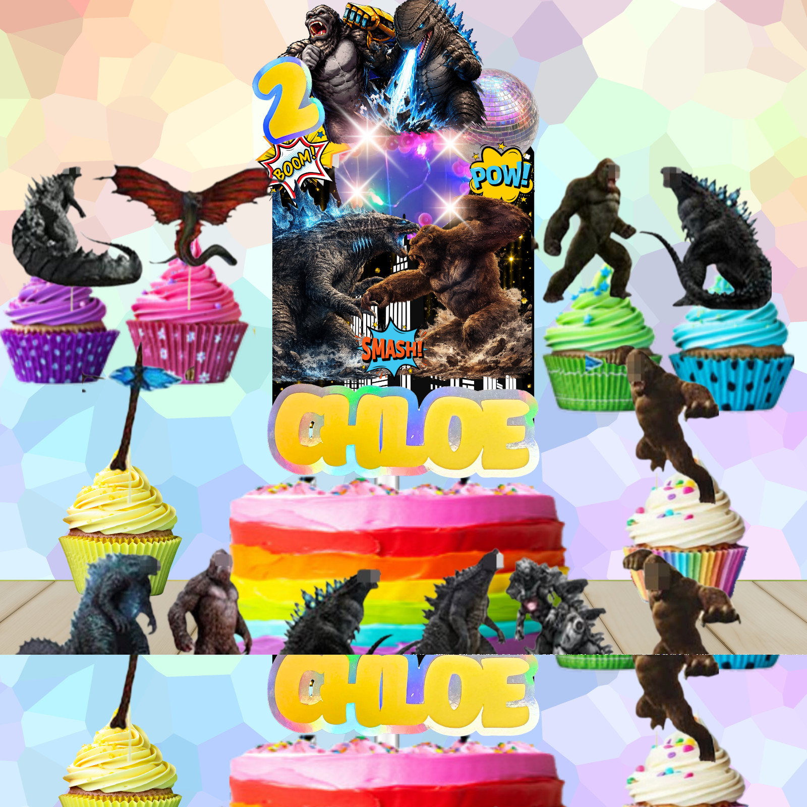 GODZILLA KING KONG 22PC BANNER birthday party supplies centerpiece decoration